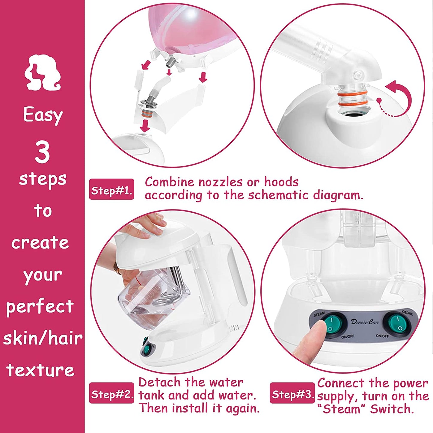 2 in 1 Hair and Facial Steamer