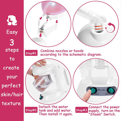 2 in 1 Hair and Facial Steamer