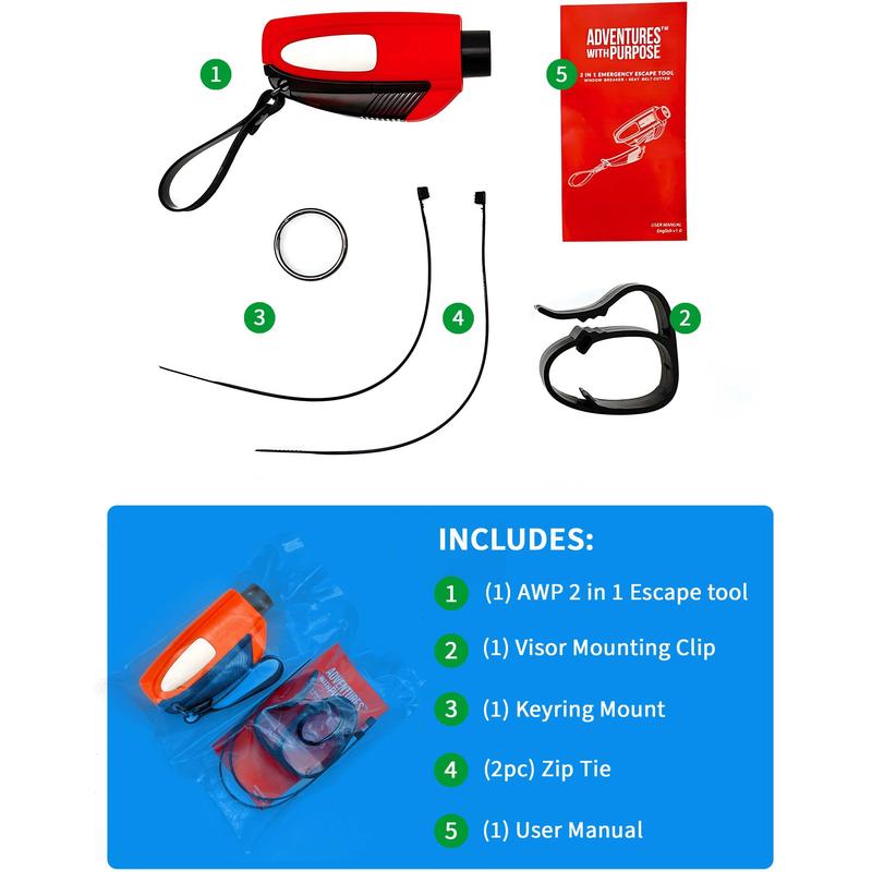 2 in 1 Emergency Window Breaker & Seat Belt Cutter